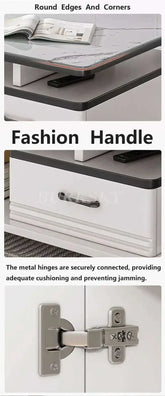 Luxury coffee table and TV cabinet combination with tempered glass and metal hinges