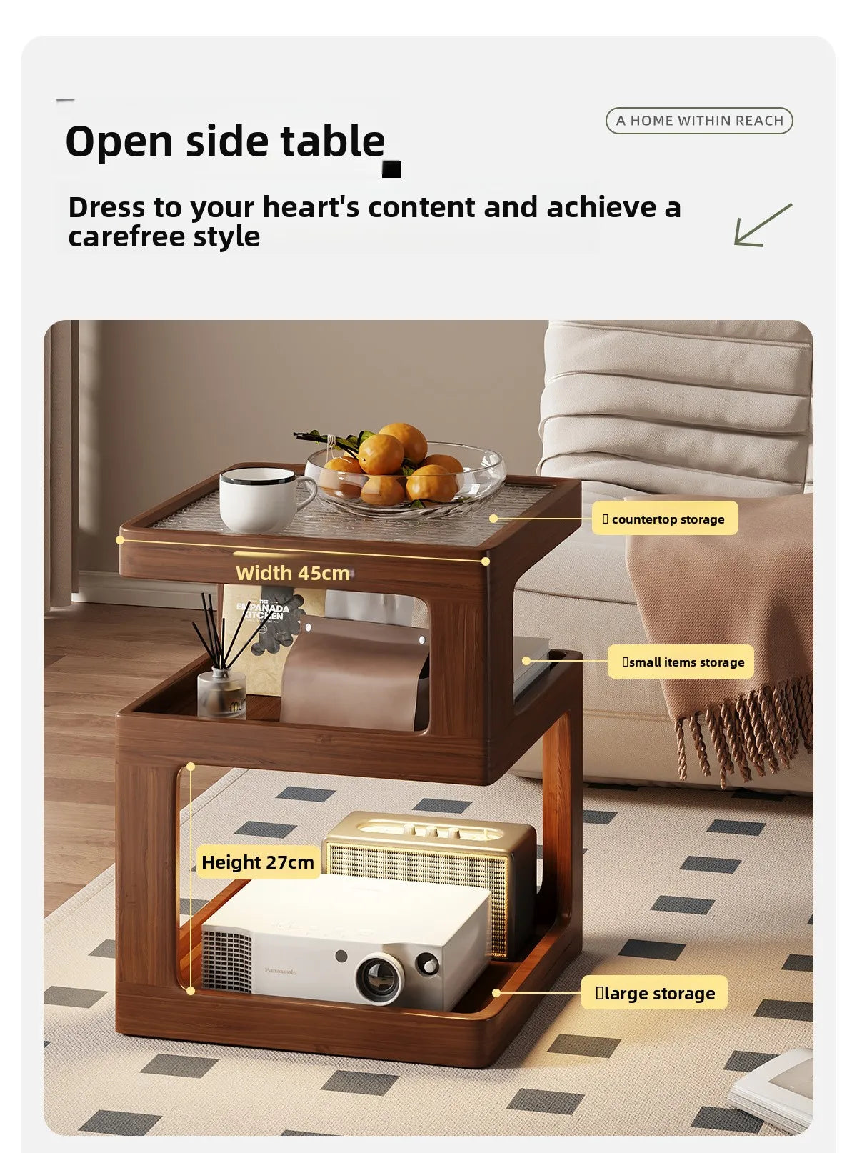 Solid wood bedside table, bedroom bedside storage, household sofa edge - view 16
