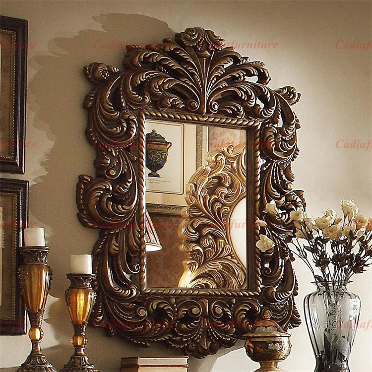 Hand-Carved American Bedroom Furniture Set | King Bed, Leather & Solid Wood
