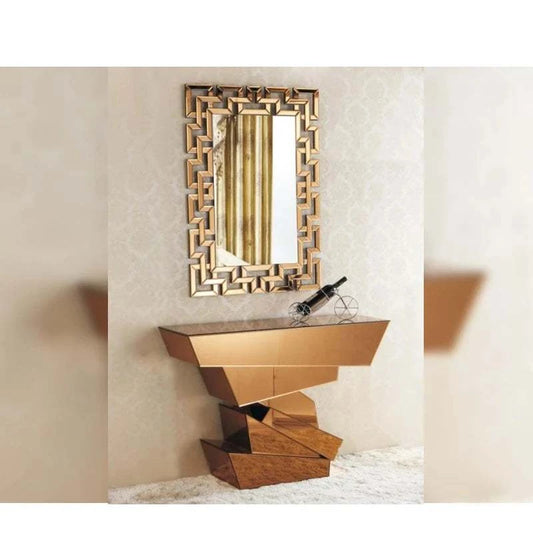 Modern new style hall table with sparkly mirrored console and matching mirror