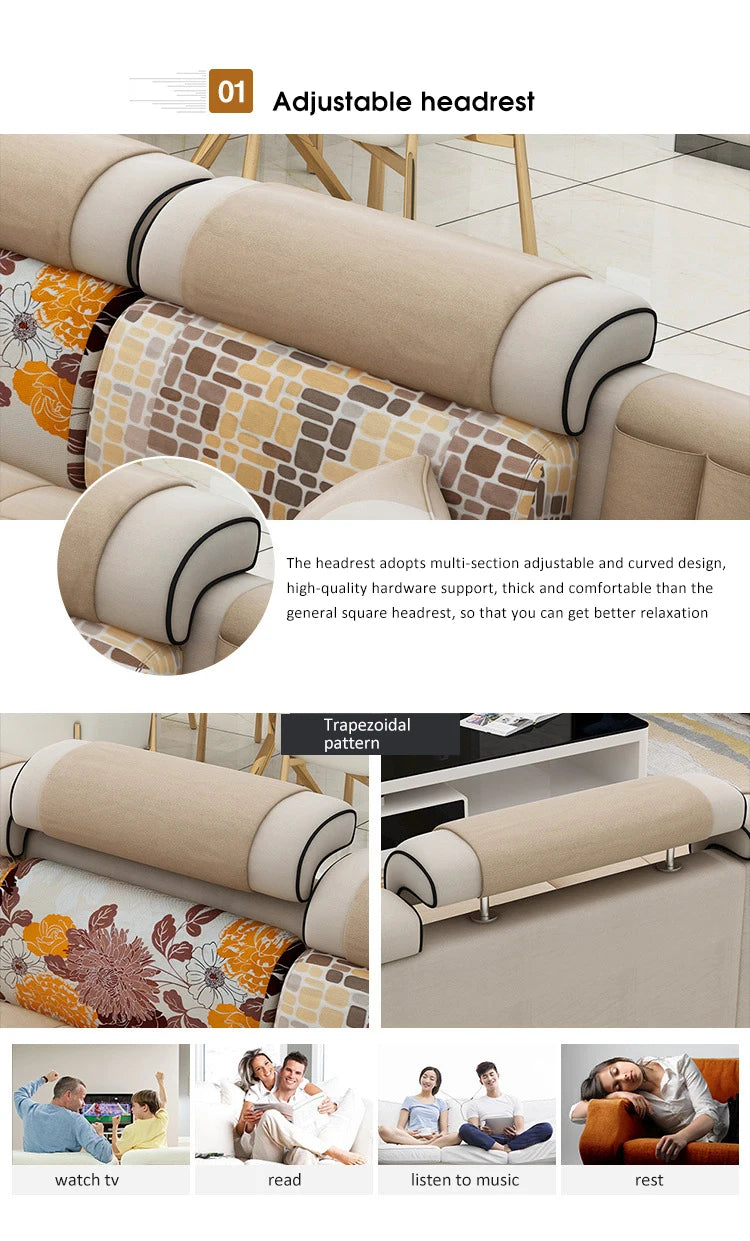 Modern Living Room Lounge 7 Seats U-Shaped Sofa Set Furniture L-Shaped Combination Sofa Luxury Microfiber Fabric Modular Sofa - view 8