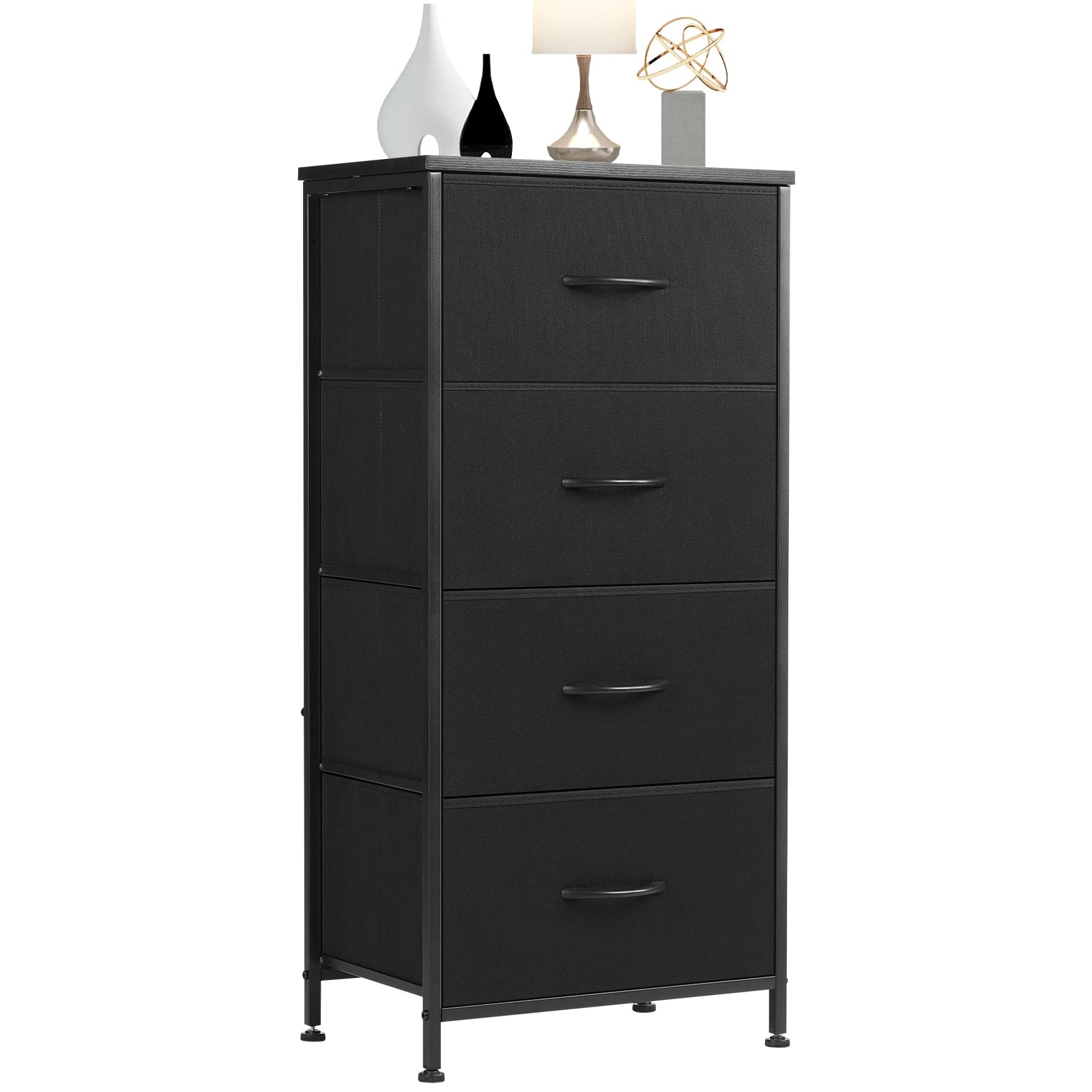 JHK 4-Drawer Fabric Dresser for Bedroom with Steel Frame Storage Cabinet