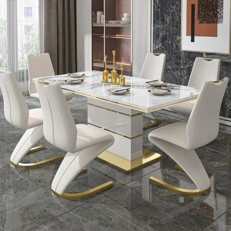 Marble Square Dining Table Set 4 Chairs and  6 Chairs,modern Luxury Gold with 6 Seater Restaurant Dining Room Furniture - view 7