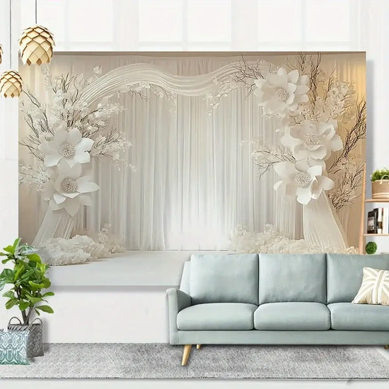 Elegant Tapestry with Stone Wall Design Perfect Wedding Party