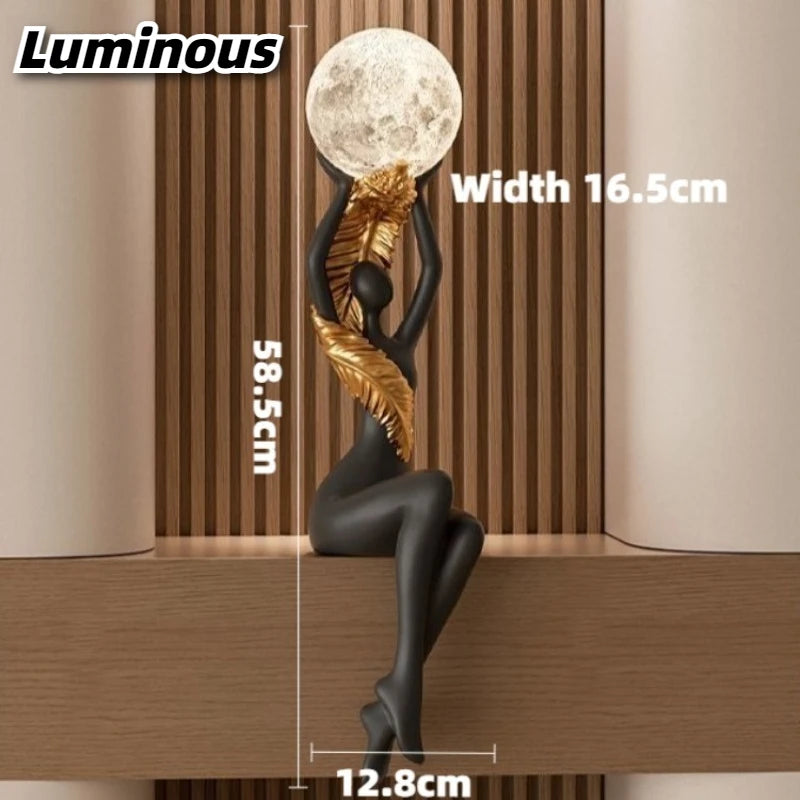 Resin Luxury Solid Color Figurines Luminous Character Wine Cabinet Figurines Semi-handmade Creative Modern Simple Home Decor