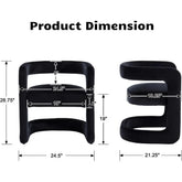 Black product with dimensions labeled on a white background