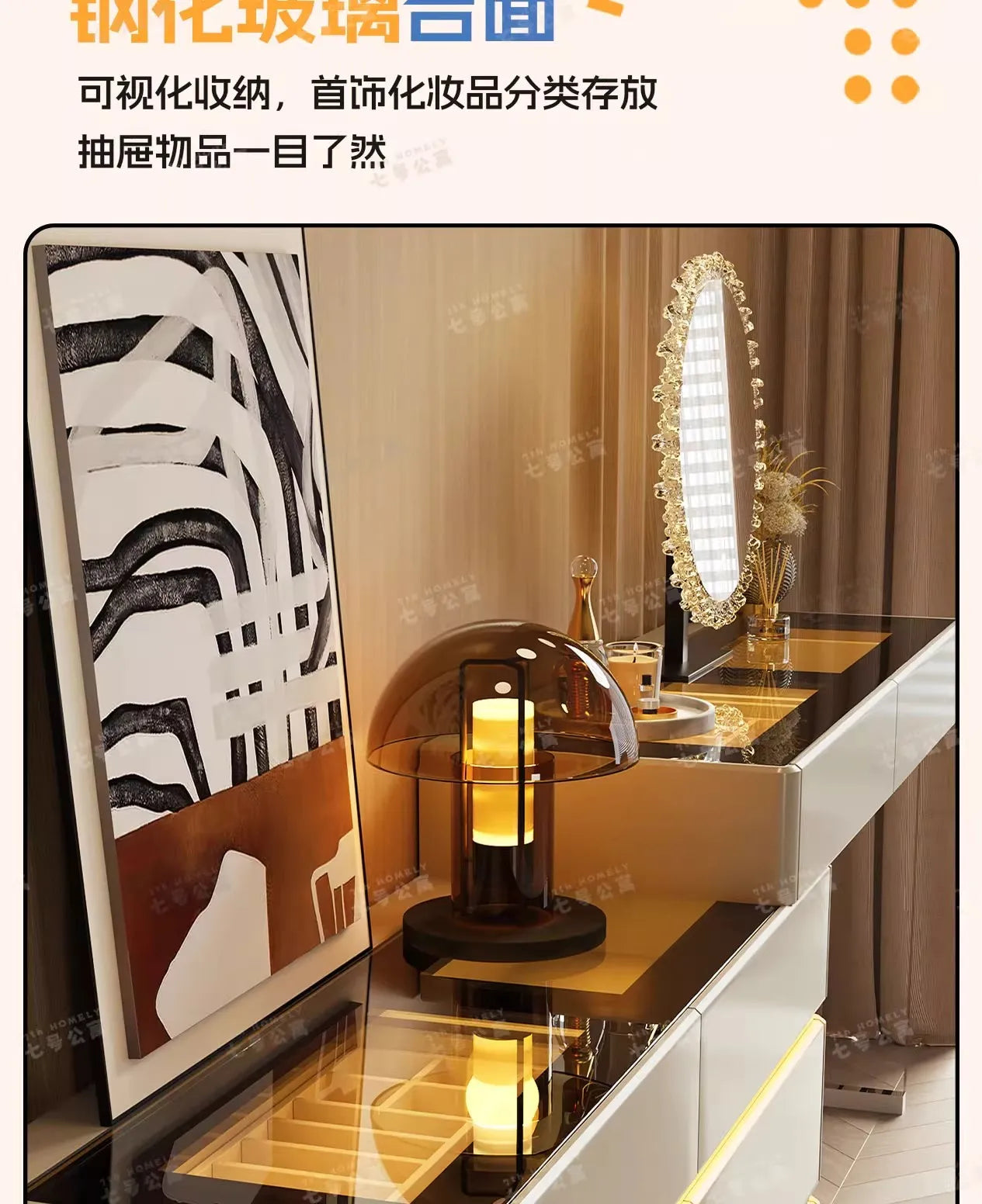 Nordic Solid Wood Dressers Bedroom Modern Dressing Table Drawer Integrated Home Small Apartment Makeup Table with LED Mirror - view 30