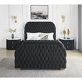 King Size 3-Pc Black Velvet Bedroom Set