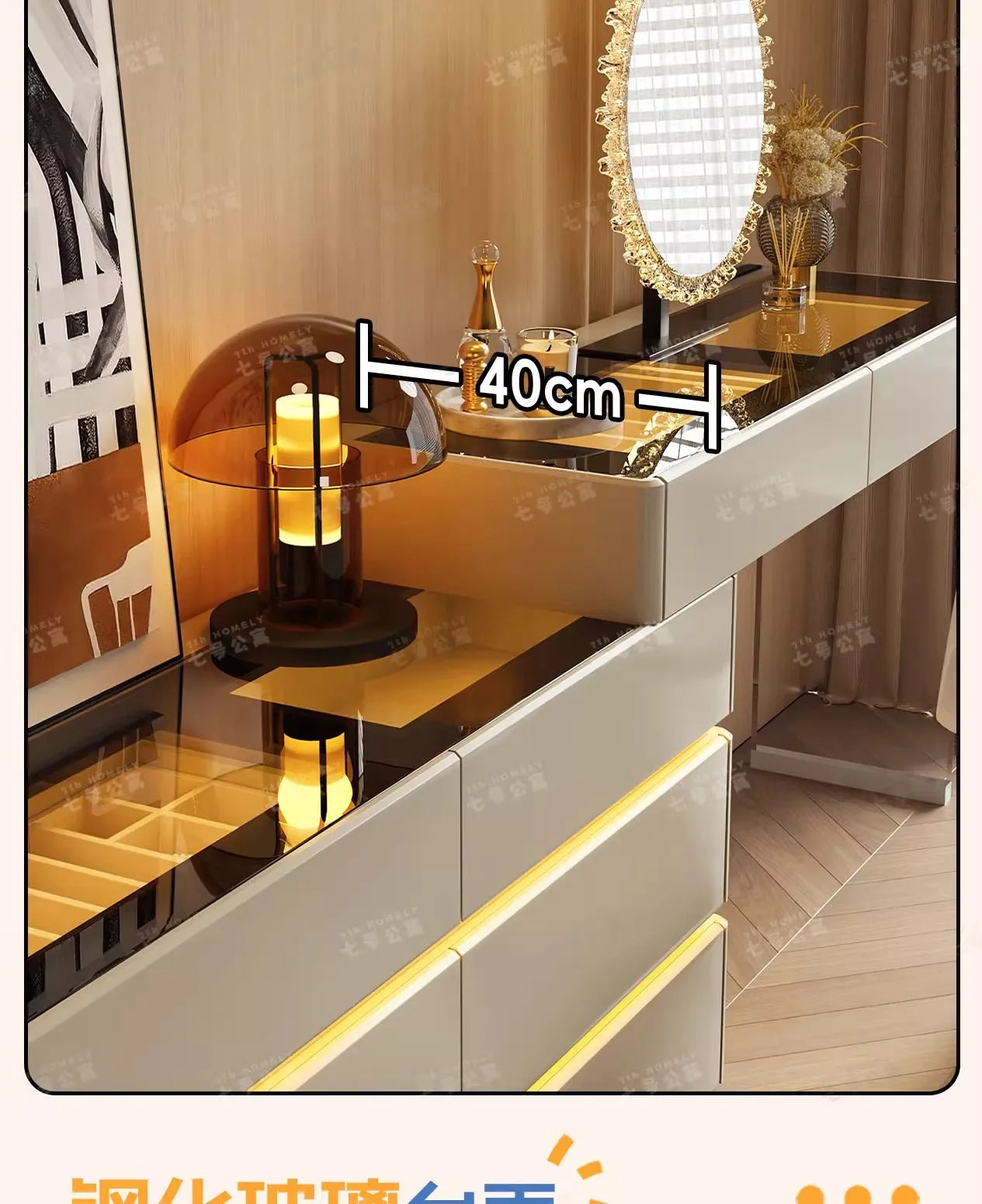 Nordic Solid Wood Dressers Bedroom Modern Dressing Table Drawer Integrated Home Small Apartment Makeup Table with LED Mirror - view 29