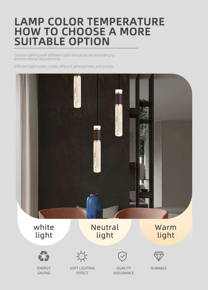 Lamp color temperature guide with images of different light types in a room setting.