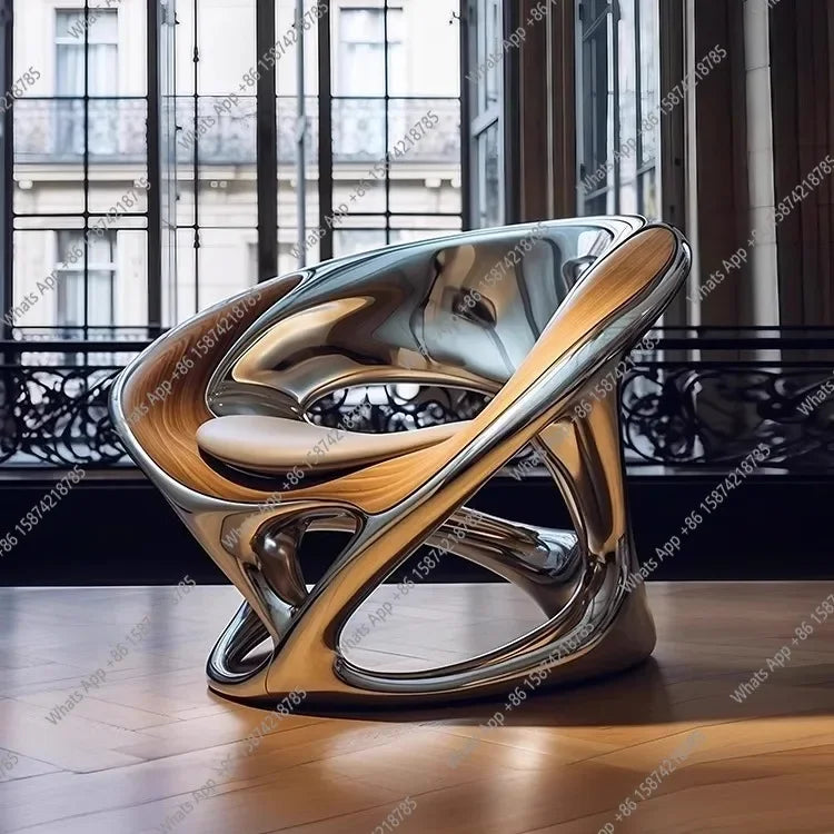 MX Nordic Designer Creative Leisure Chair Living Room Balcony Single Sofa Negotiation Chair Hollow Electroplating Chair