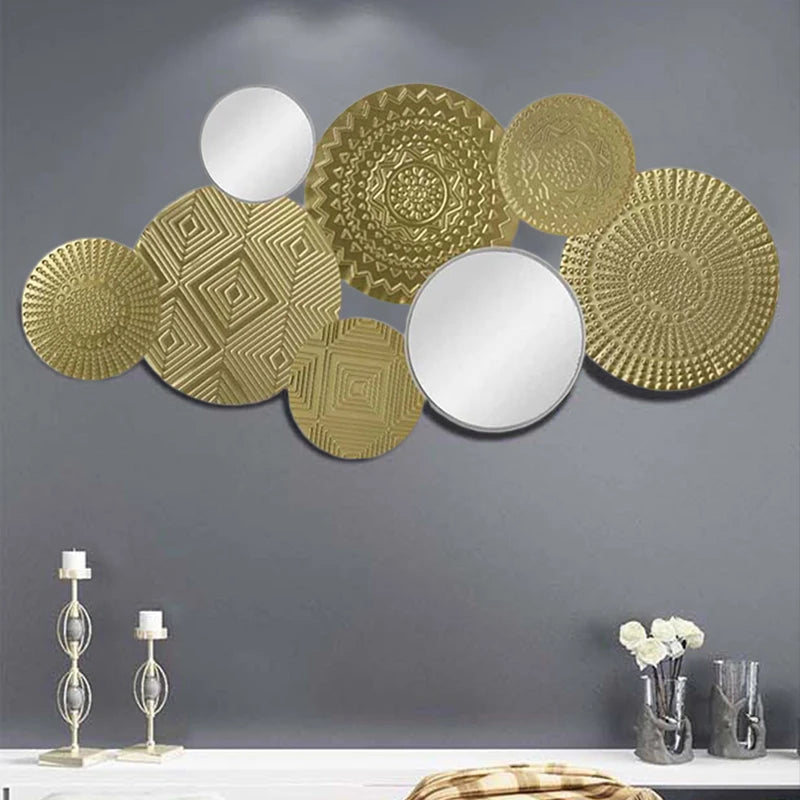 Luxury Modern Metal Circle Wall Art Golden Disc