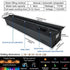 Smart 3D Atomizing Electric Fireplace - Colorful LED Steam Flame, App & Remote Control, Humidifier features and specifications diagram.