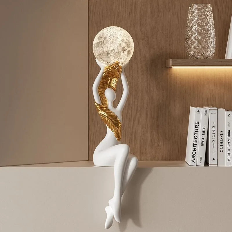 Resin Luxury Solid Color Figurines Luminous Character Wine Cabinet Figurines Semi-handmade Creative Modern Simple Home Decor