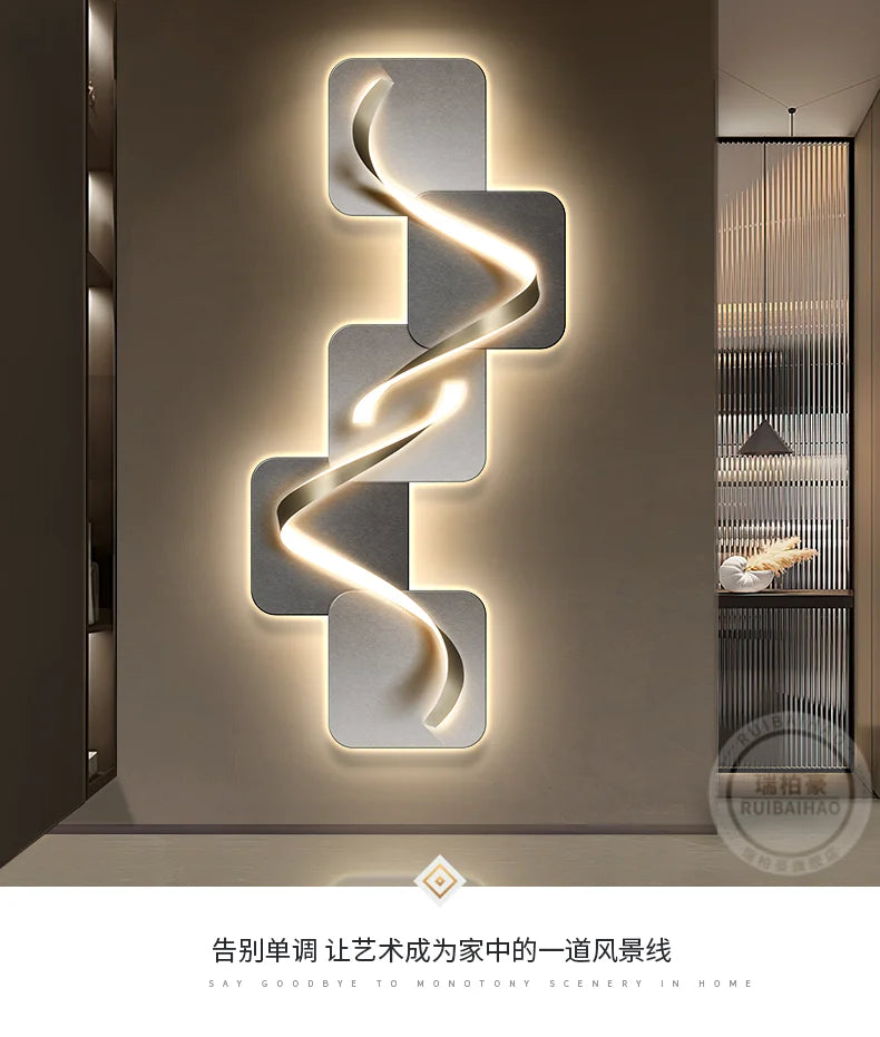 Light luxury entrance hall decoration painting, LED lights, Italian minimalist living room, high-end mural in the corridor - view 11