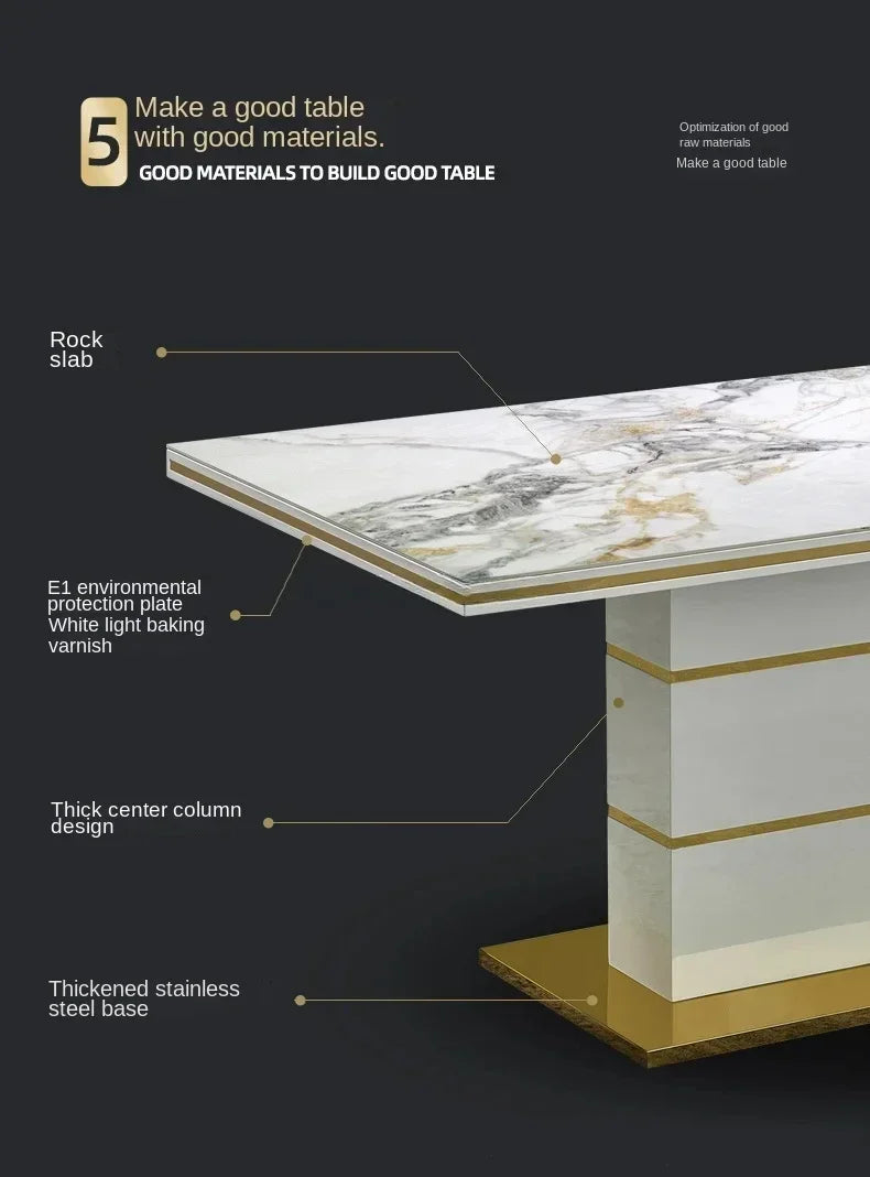 Marble Square Dining Table Set 4 Chairs and  6 Chairs,modern Luxury Gold with 6 Seater Restaurant Dining Room Furniture - view 10