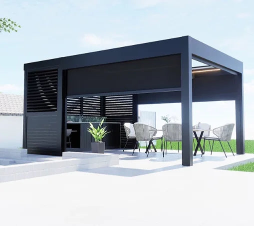Luxury Aluminum Louvered Pergola Outdoor Patio Terrace Gazebo Electric Sunshade Waterproof UV Resistant Weatherproof Durable - view 1
