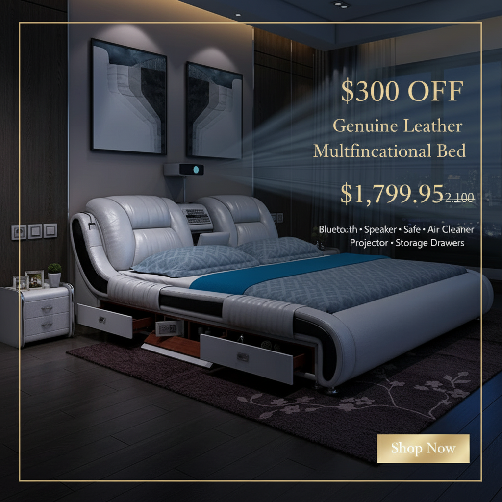 Luxury Genuine Leather Bed Sale Banner